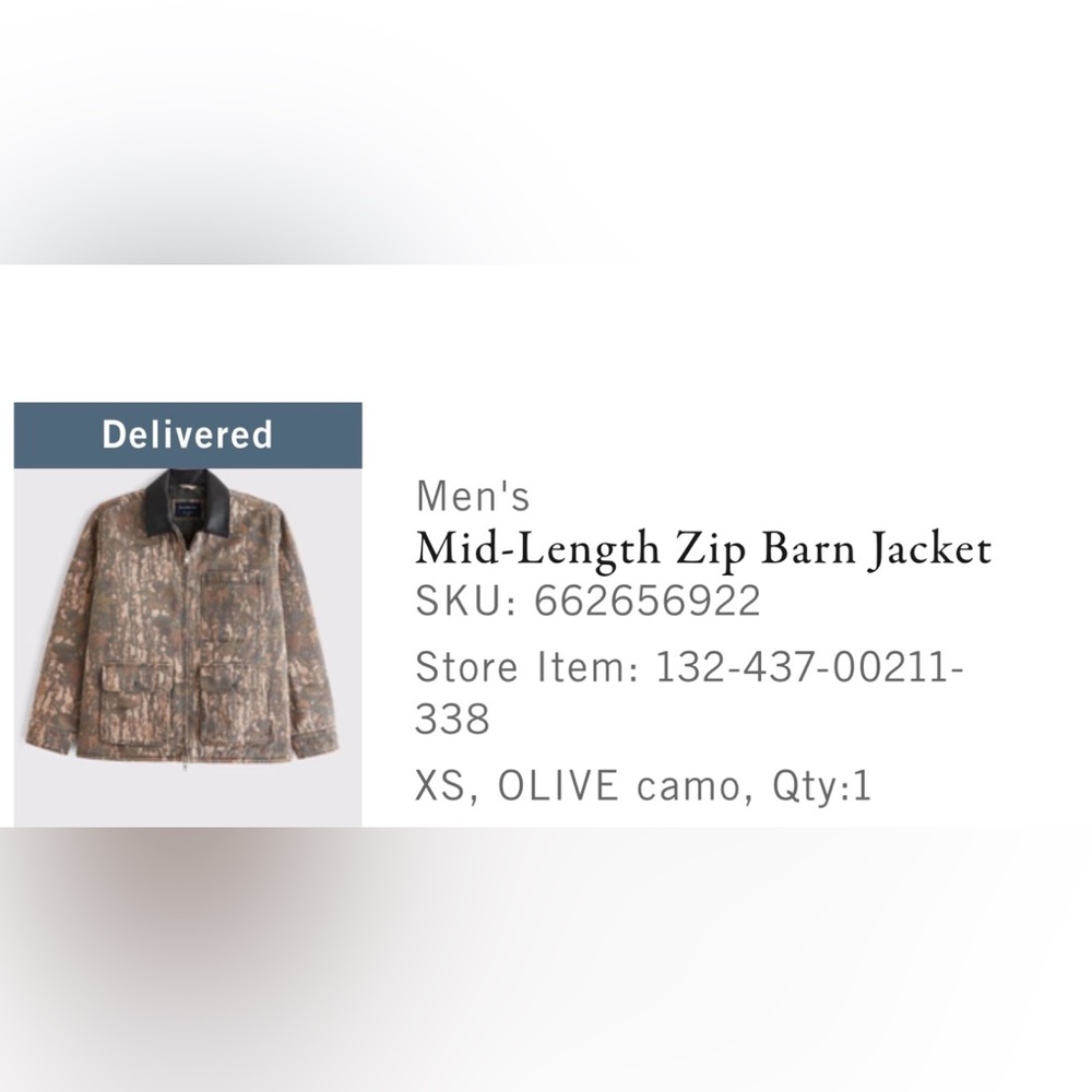 Abercrombie & Fitch Olive Camo Barn Jacket